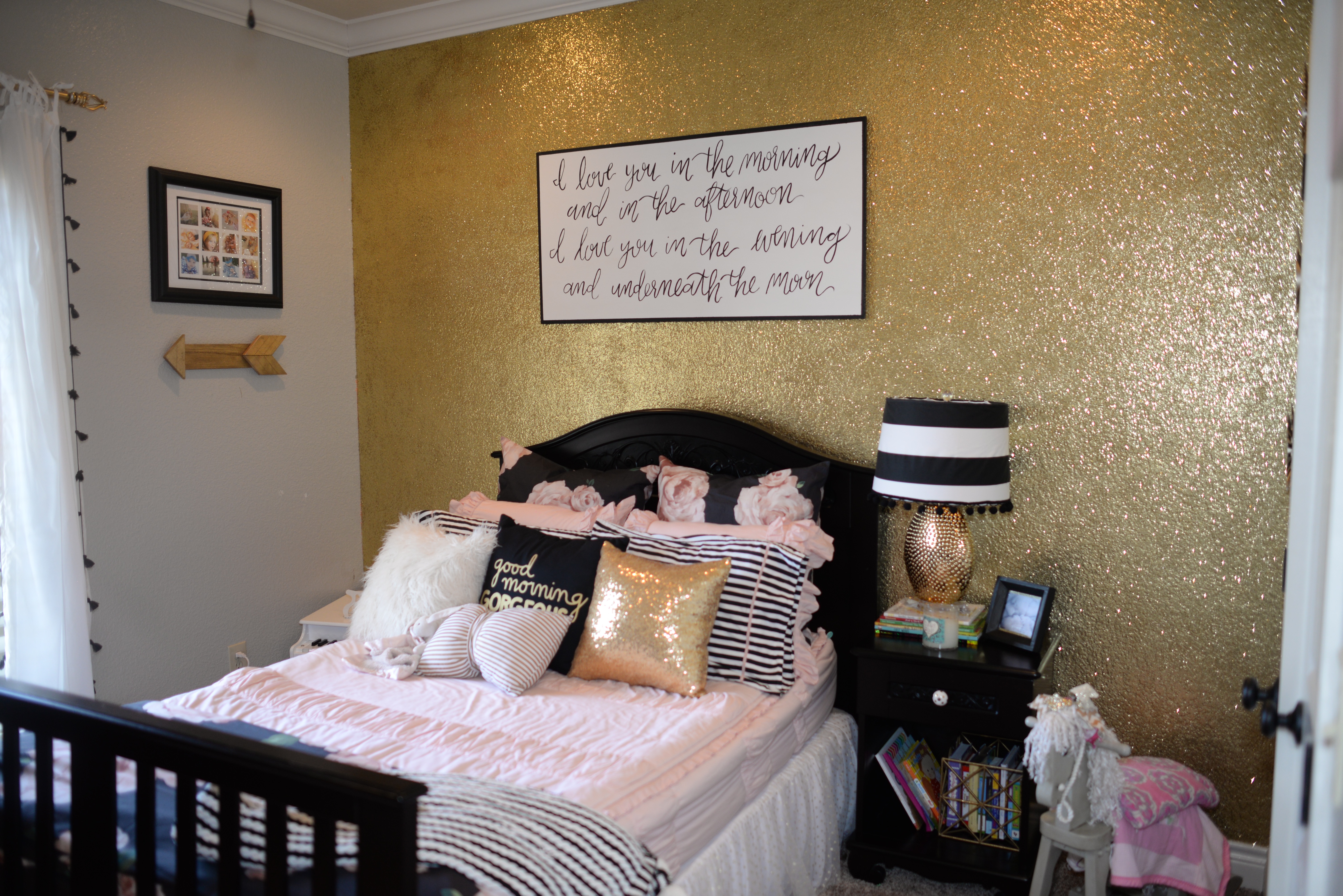 How to Paint a Wall With Gold Glitter - Ashlee Nichols