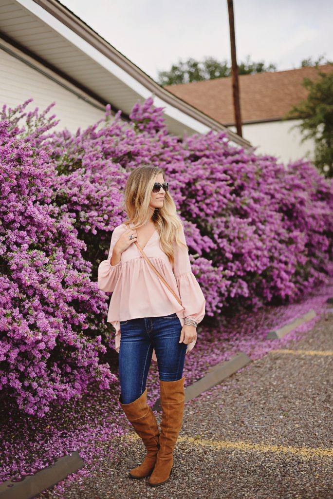 shein pink v neck high low blouse