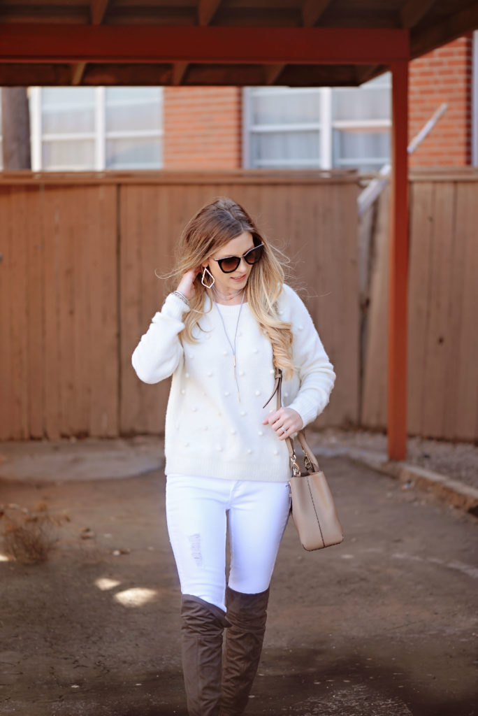 how to wear white on white, even as a mom! find affordable options for wearing a white on white outfit for winter!