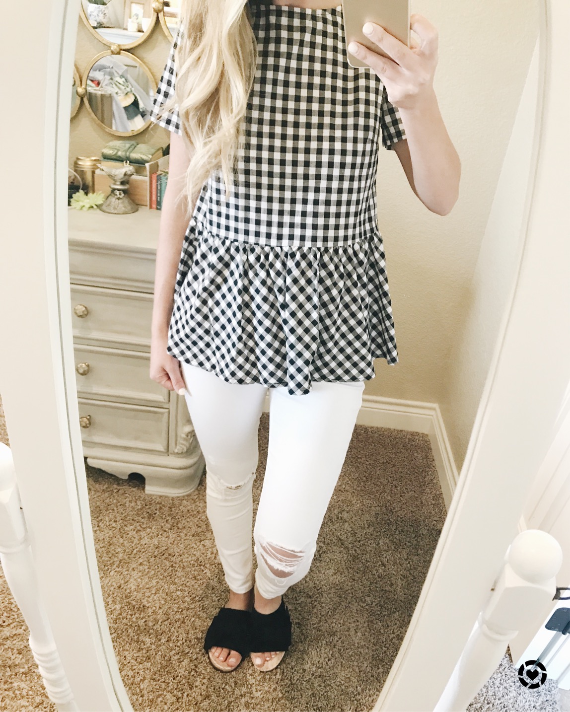 gingham tie back top SHEIN