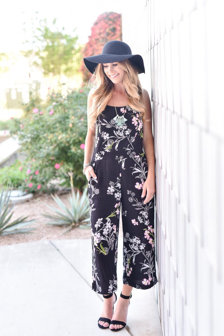 easy floral jumpsuit look