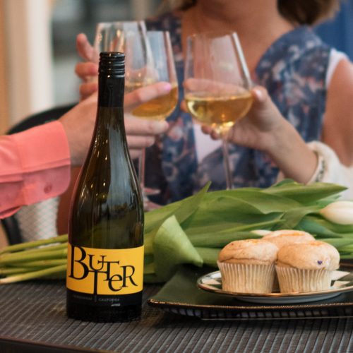 cheers to motherhood with butter chardonnay