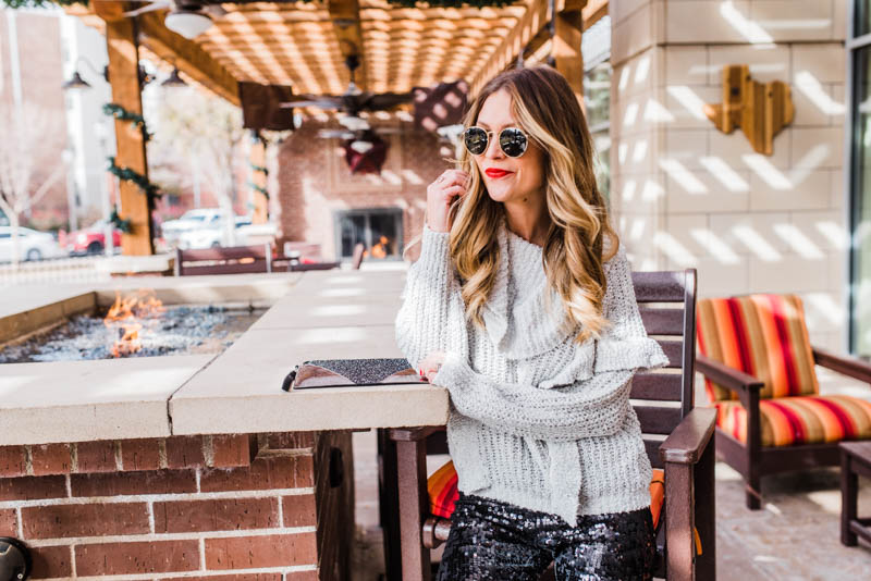 sequin leggings with sweater holiday look express