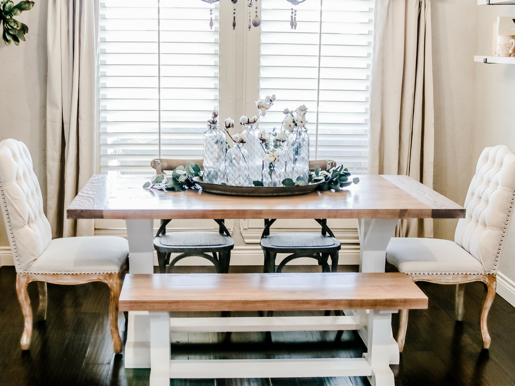 Farmhouse Style Light & Airy Kitchen Makeover Breakfast Nook Dining Area