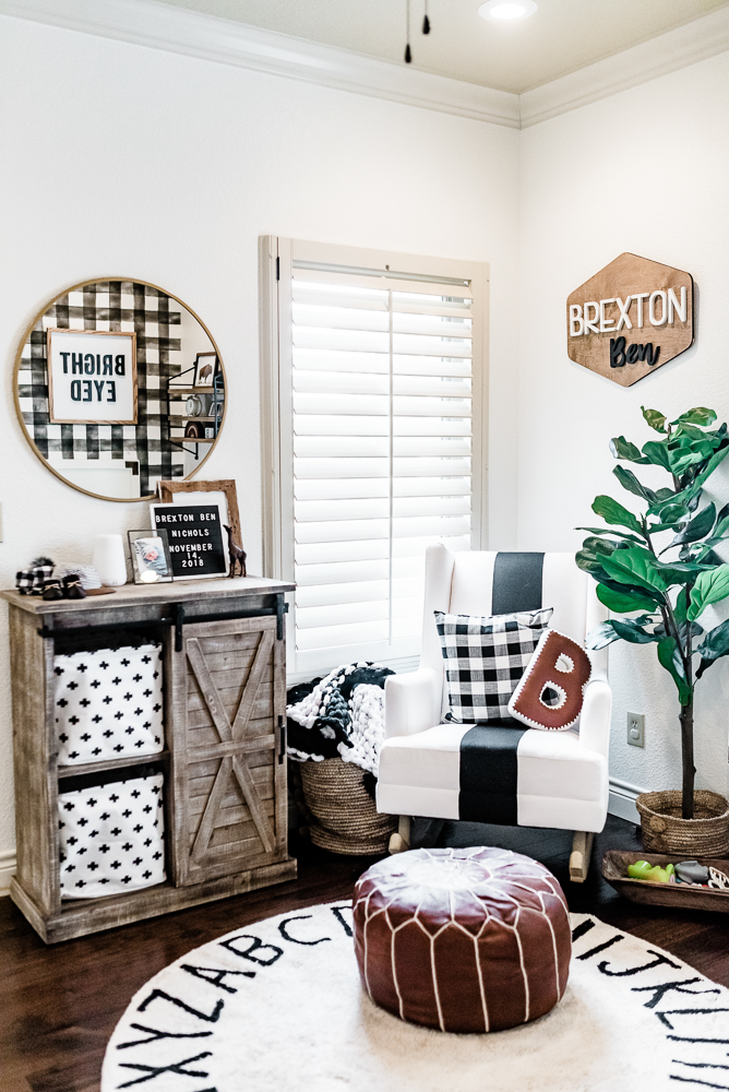 Brexton’s Black and White Boho Farmhouse Nursery